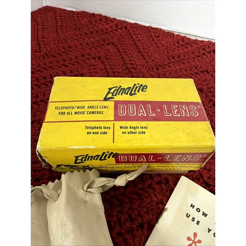 Vintage EDNALITE DUAL-LENS Telephoto/Wide Angle Lens For All Movie Cameras w/Box